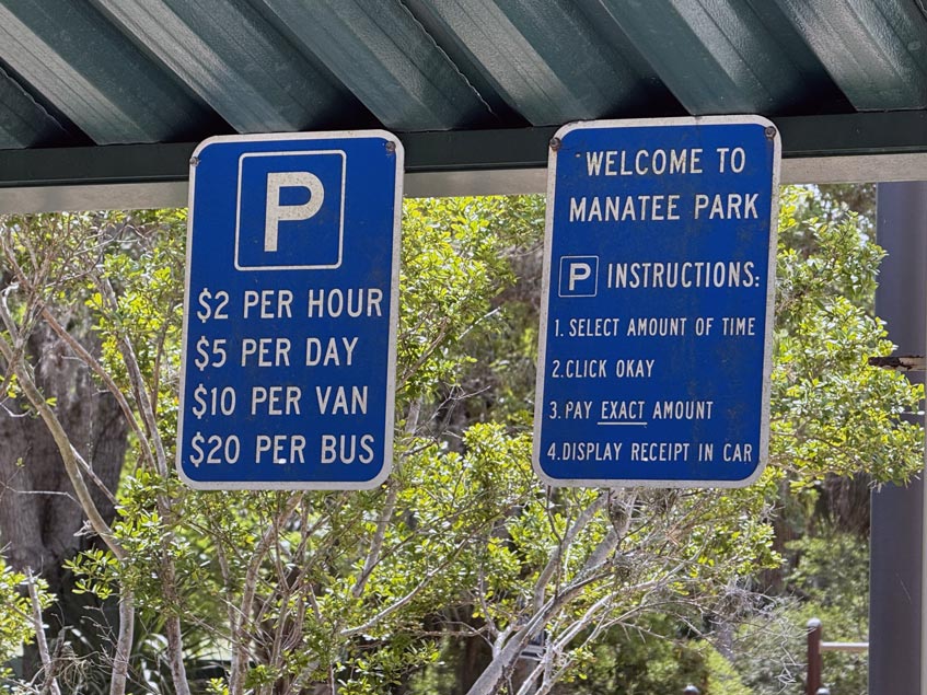 There is no admission for Manatee Park, just a parking fee