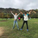 Jumping in front of the Hollywood sign