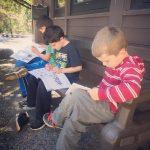 The boys studying in Yosemite National Park