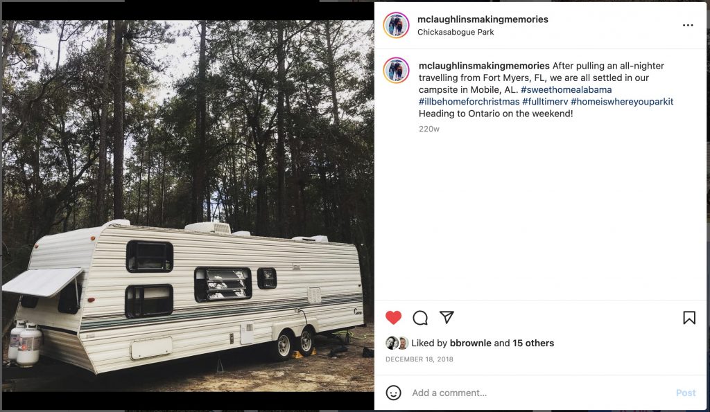 Our first RV at Chicksabogue RV park, Alabama