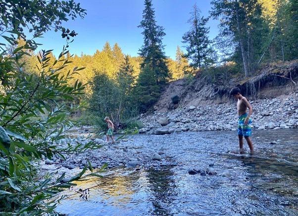 boys playing in a creek