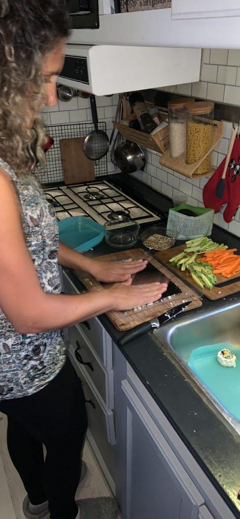 making sushi in our RV kitchen