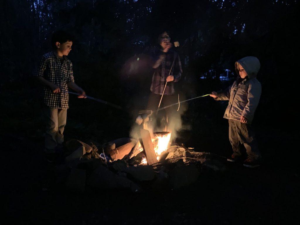 Cooking food on the campfire