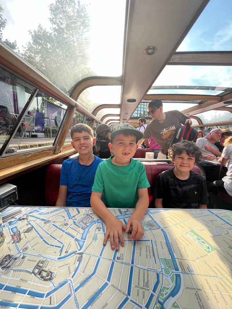 riding the riverboat during a layover in Amsterdam