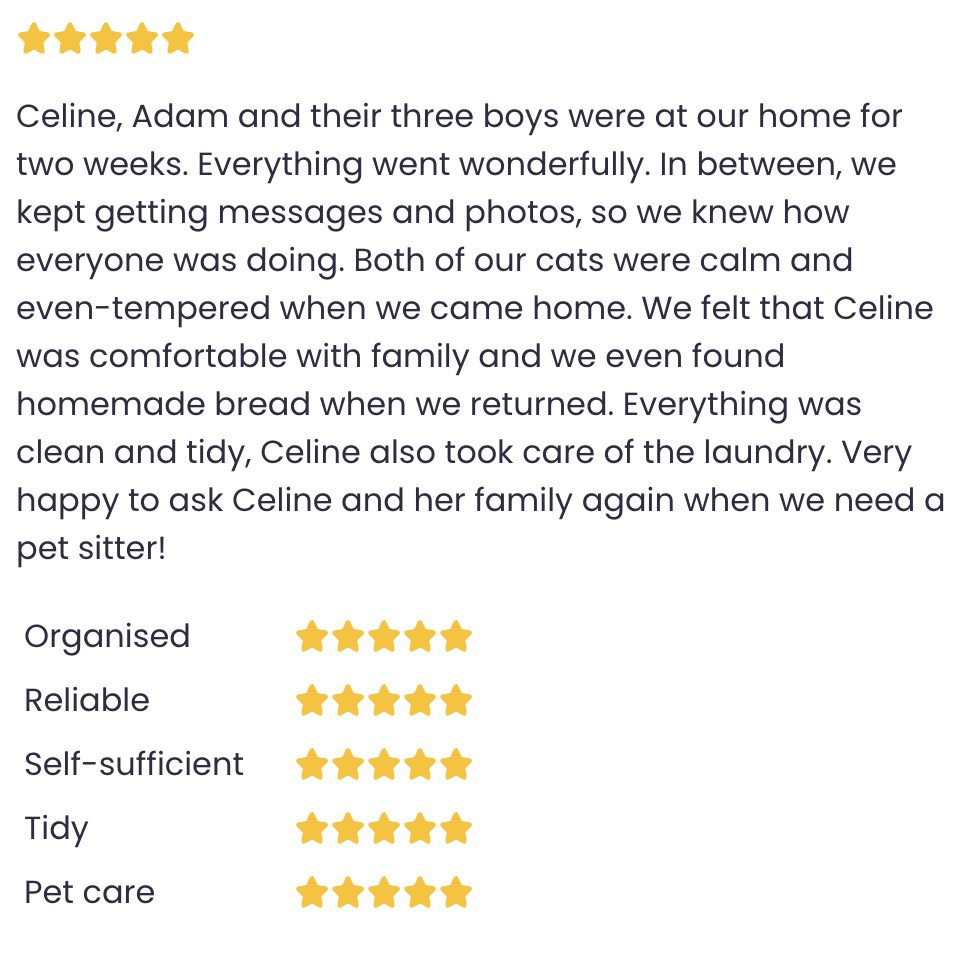 how to get 5-star reviews on trusted housesitters