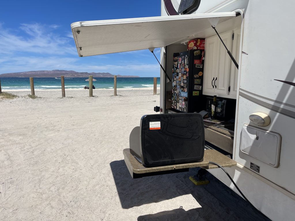 Boondocking on a beach in Baja, Mexico