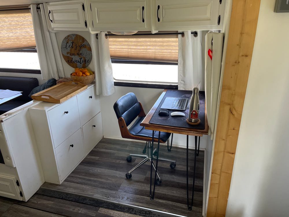 removing the loveseat in our RV to make an office space