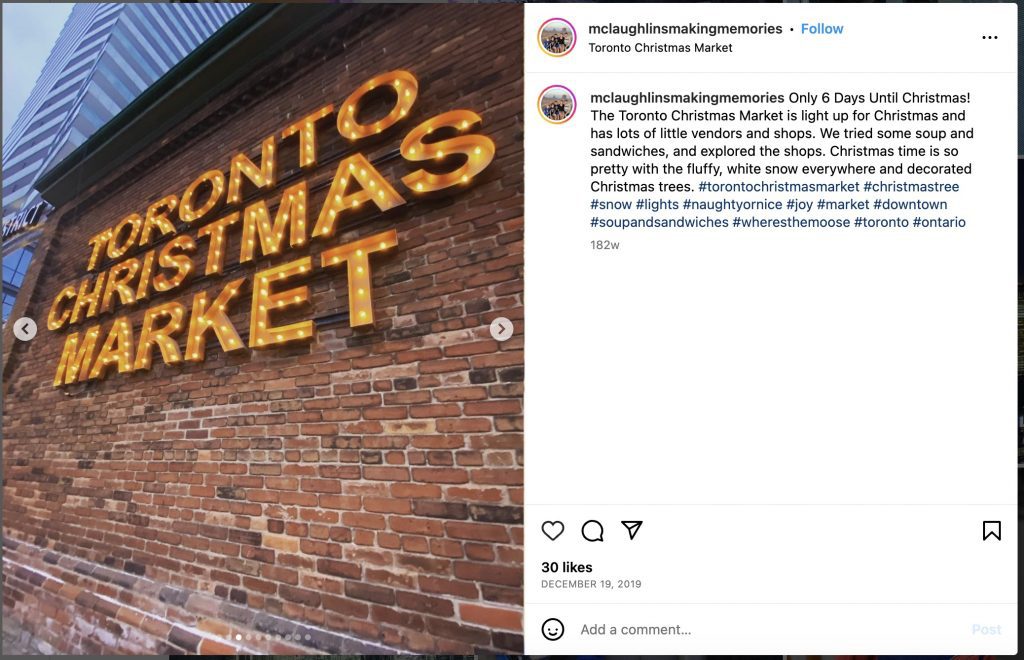 visiting the Toronto Chrismas market on vacation in Toronto