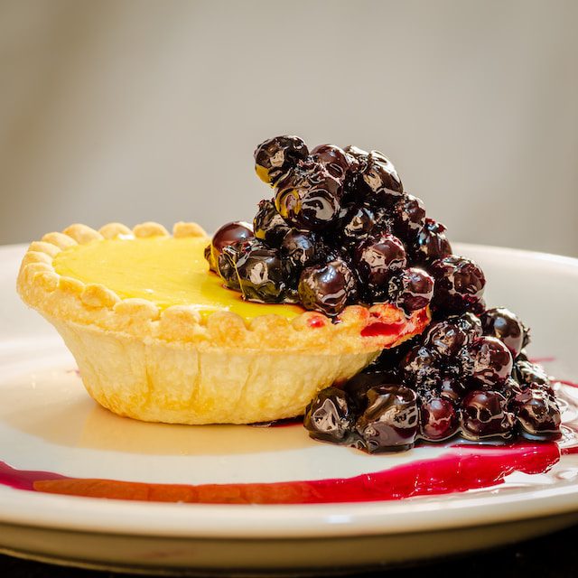 Saskatoon berries based into a tart