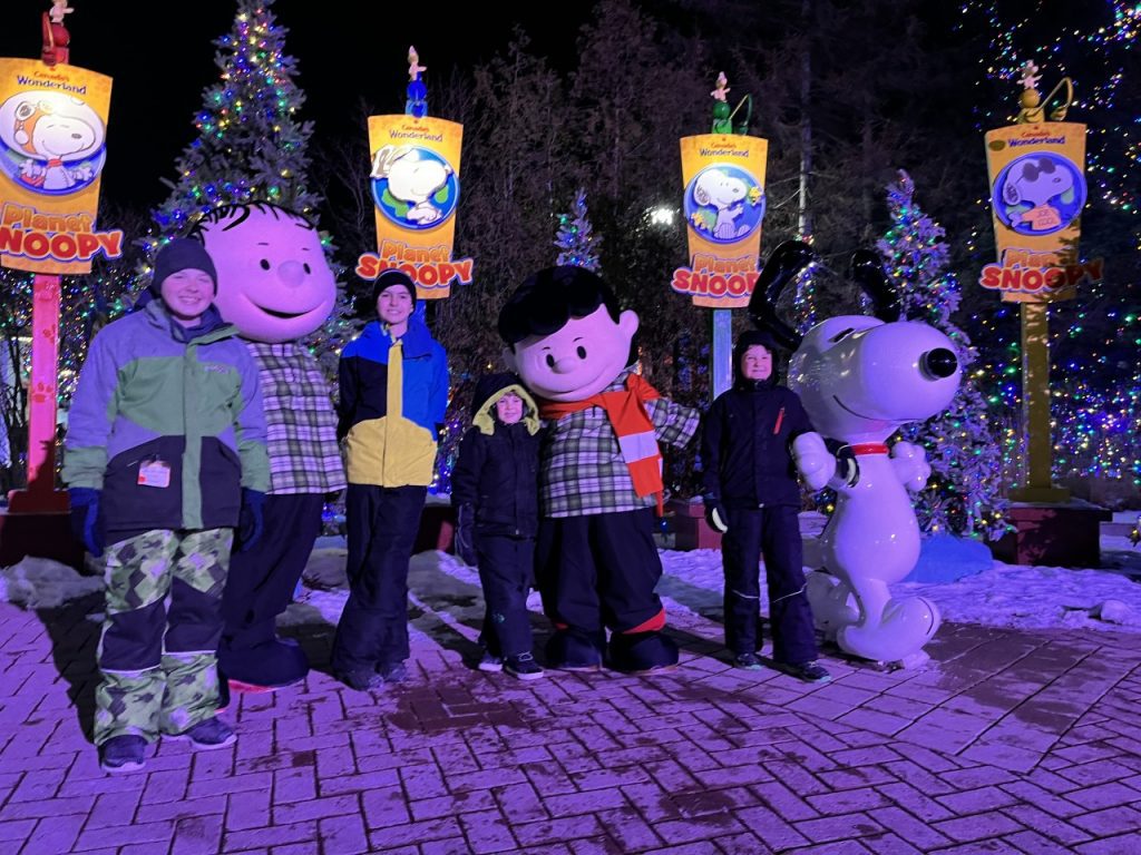 Visiting winterfest at Canadas Wonderland as a family