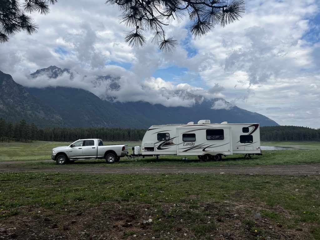 A cloudy day working from our RV in the Canadian Rockies