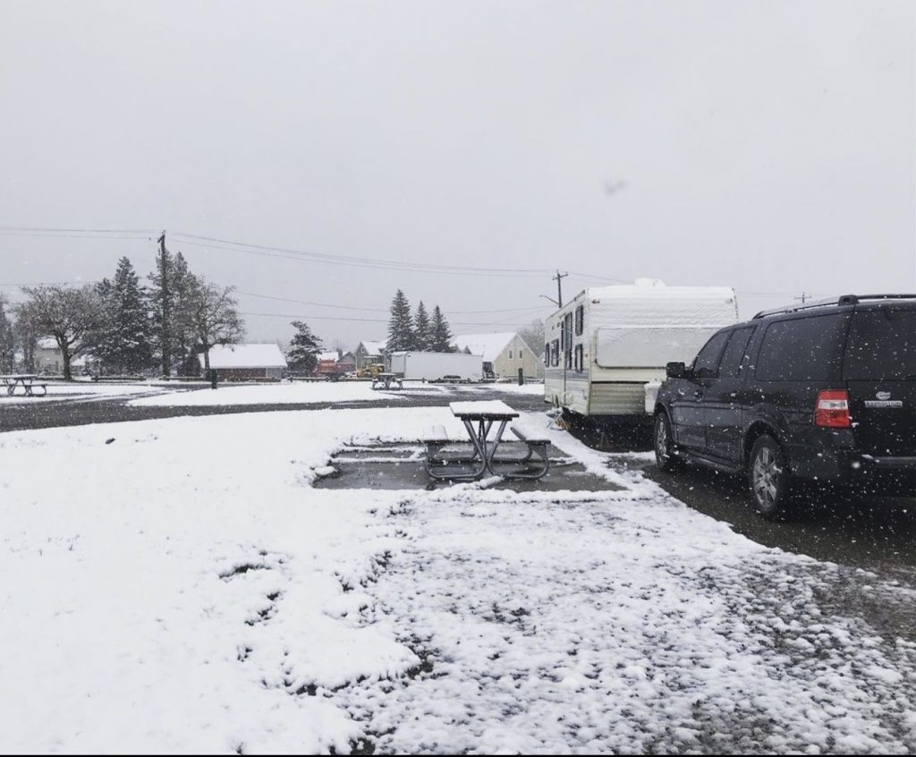 A blizzard in late May at Waterton Lakes National Park