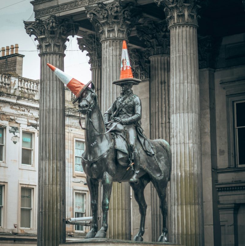 Pylon on the Duke of Wellingon at Gallery of Modern Art, Glasgow