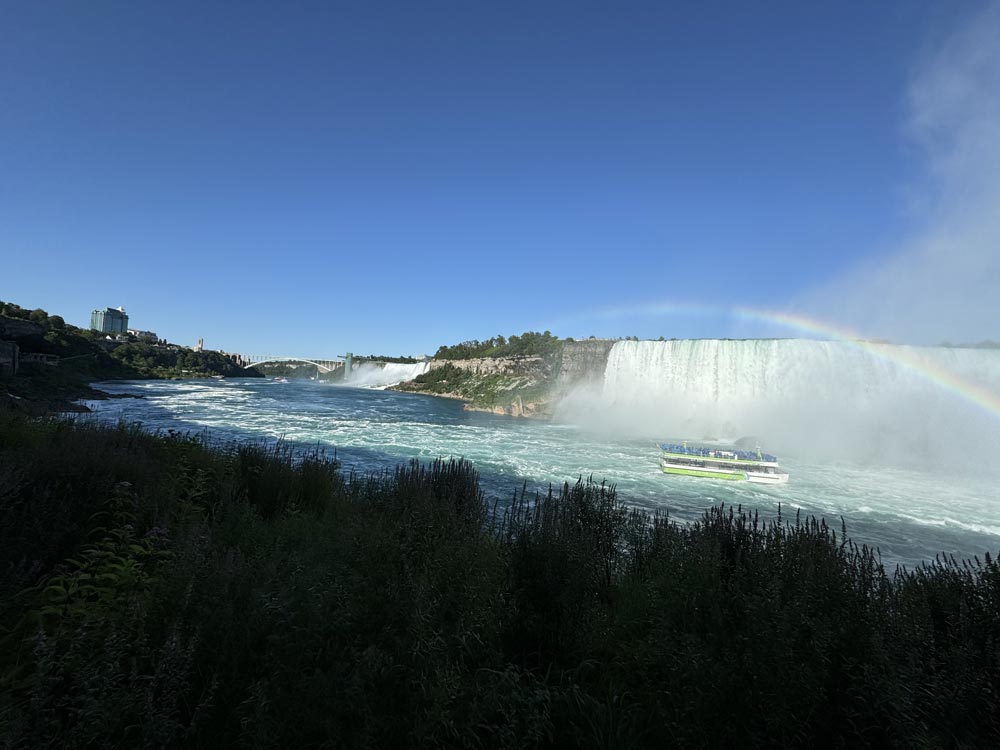 Our view of the hornblower boat from the journey behind the falls platform