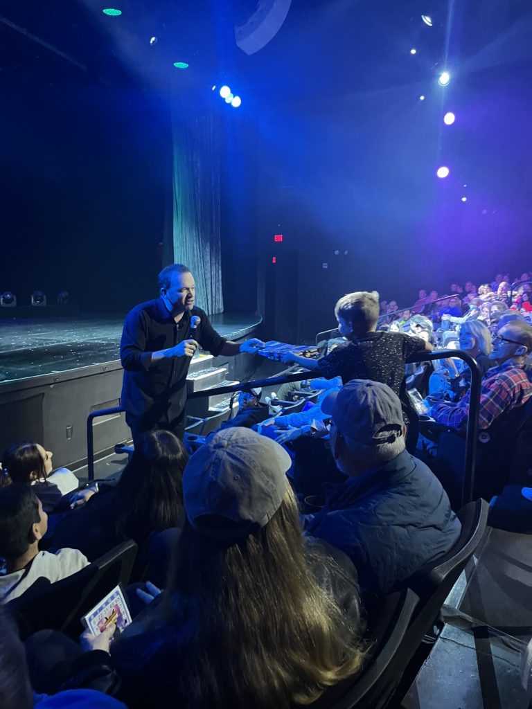 Winning a prize at the Nathan Burton Magic Show, Las Vegas