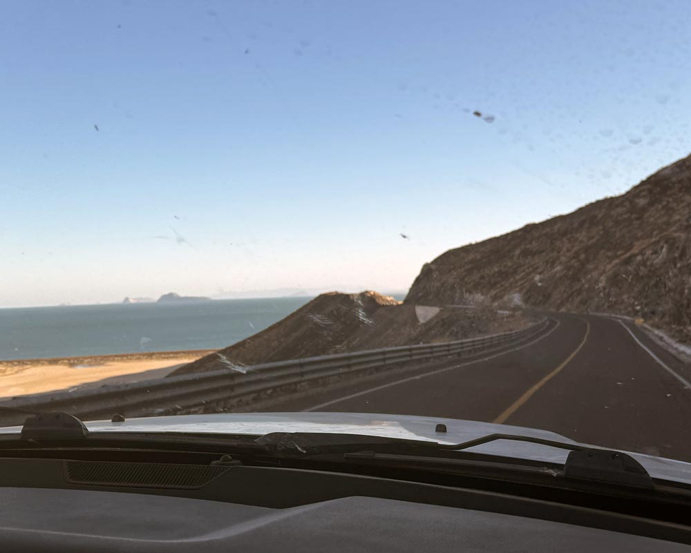 A rare stretch of highway in Baja with a shoulder