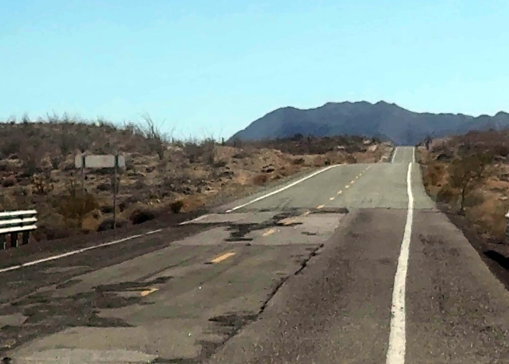 When driving in Baja, watch for potholes on the highway