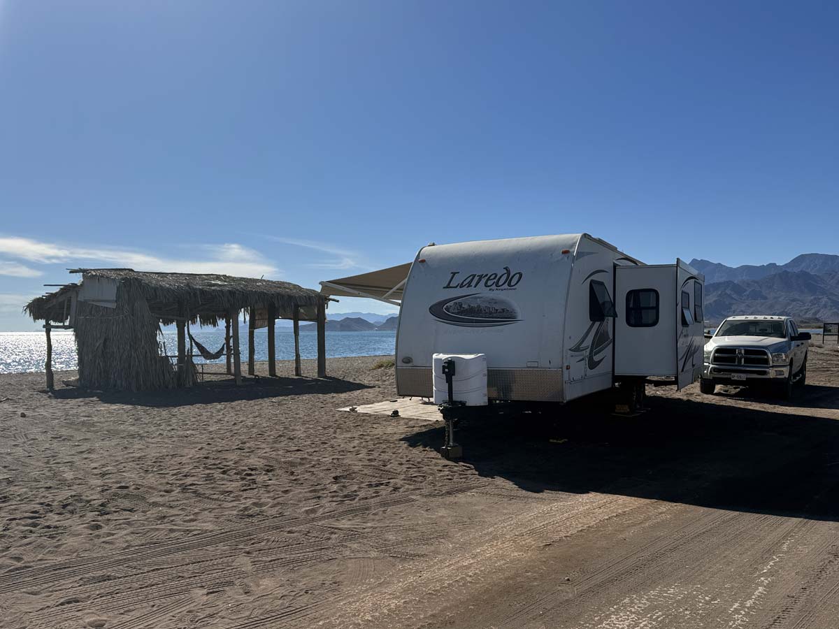 Camping on the beach in Baja near Loreto at one of the best beaches in Baja