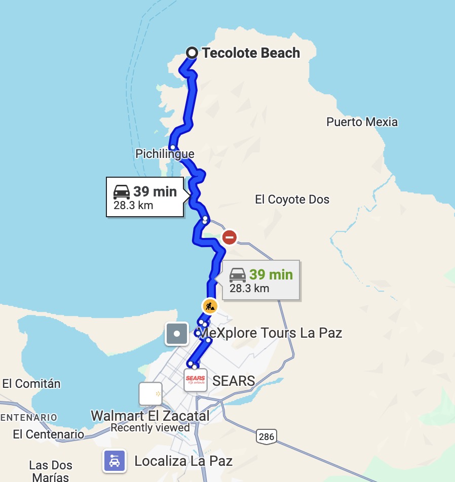 Tecolote beach is 29km from La Paz