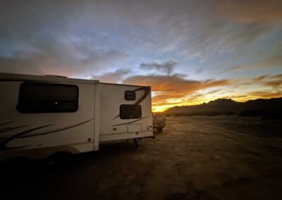 Sunset over our RV at Tecolote beach