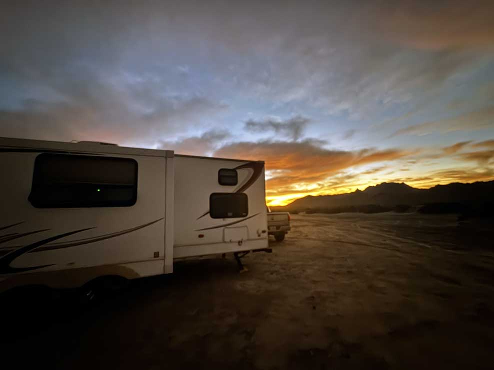 Sunrise over our RV at Tecolote beach