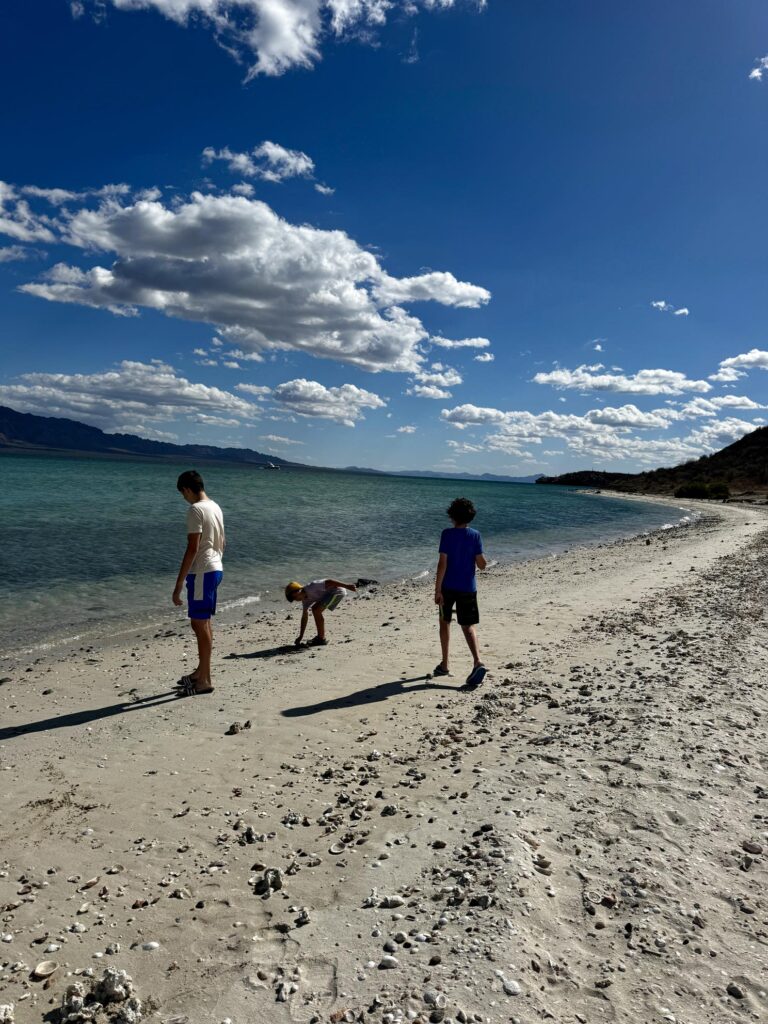 Walking the beach while RVing at Santispac