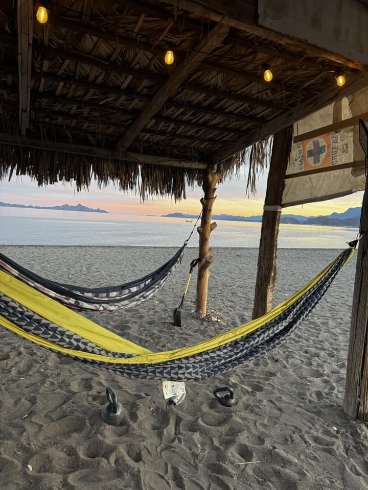 Hammocks at our palapa in Loreto