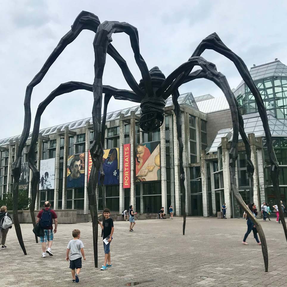 The maman sculture outside of the National Gallery in Ottawa