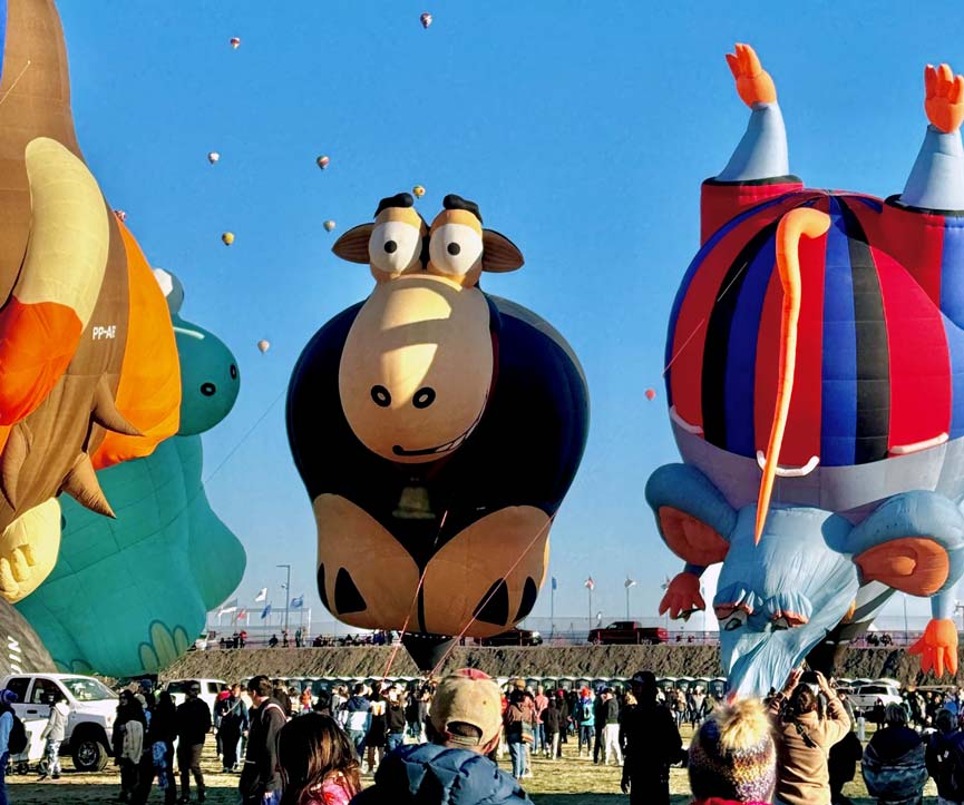 The Albuquerque international Balloon Fiesta has balloons of all shapes