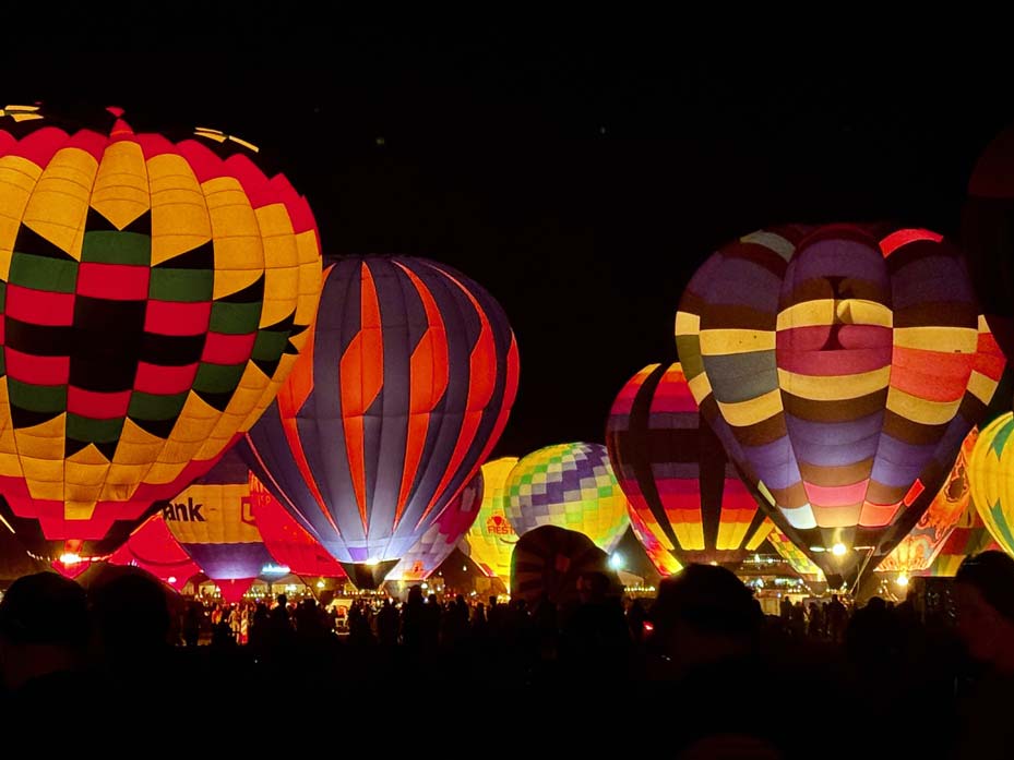 Nighttime glow at the balloon fiesta in Albuquerque