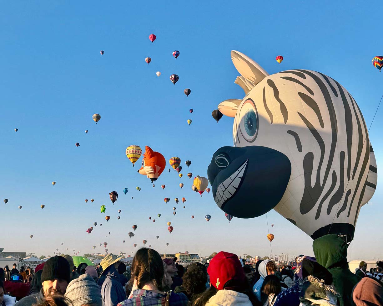 Watching hot air balloons inflate and take off at the Albuquerque Balloon Fiesta