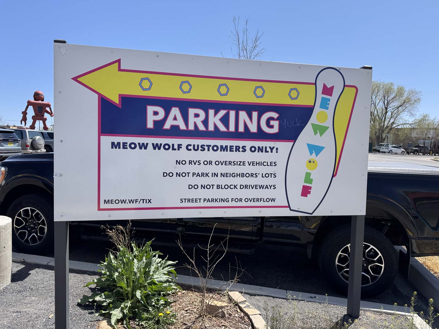 Parking at MeowWolf Santa Fe
