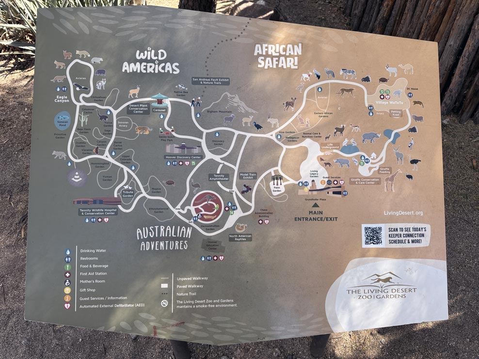 Map of Living Desert Zoo and Gardens, Palm Desert