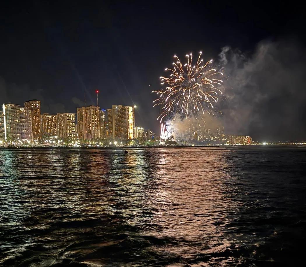 Waikiki fireworks from Magic Island