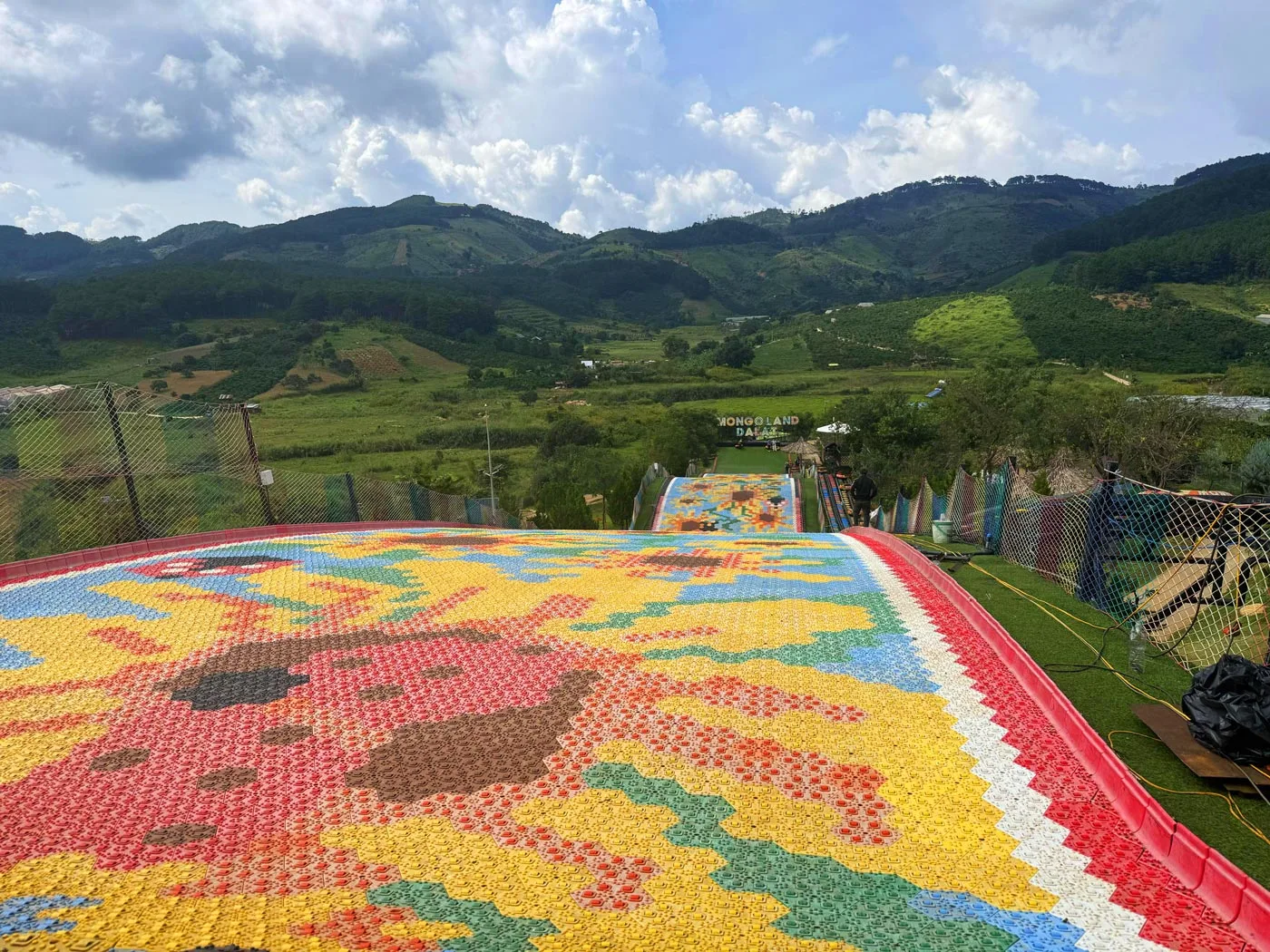 Ride the rainbow slide at Mongoland Dalat