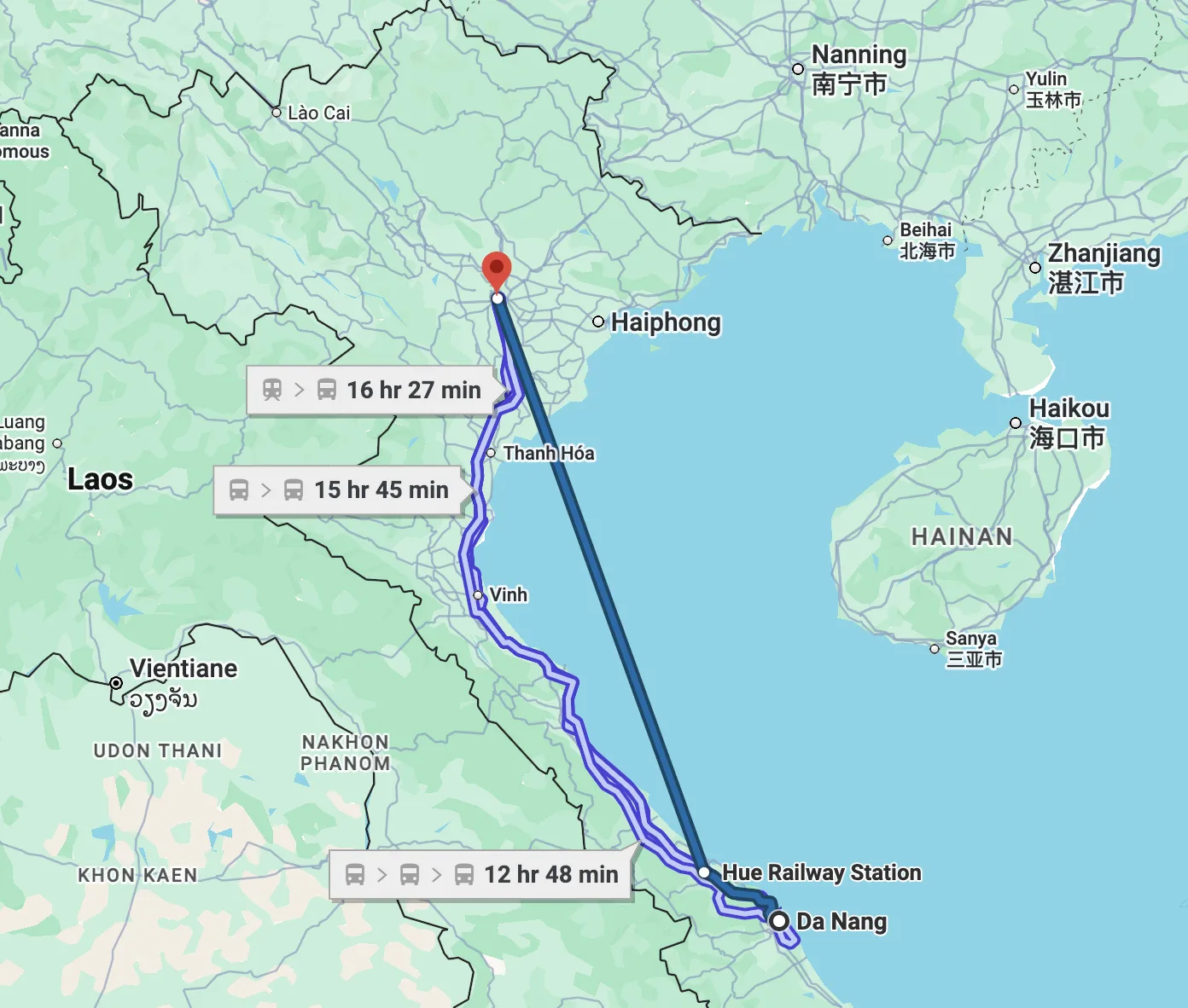 Flying from Da Nang to Hanoi