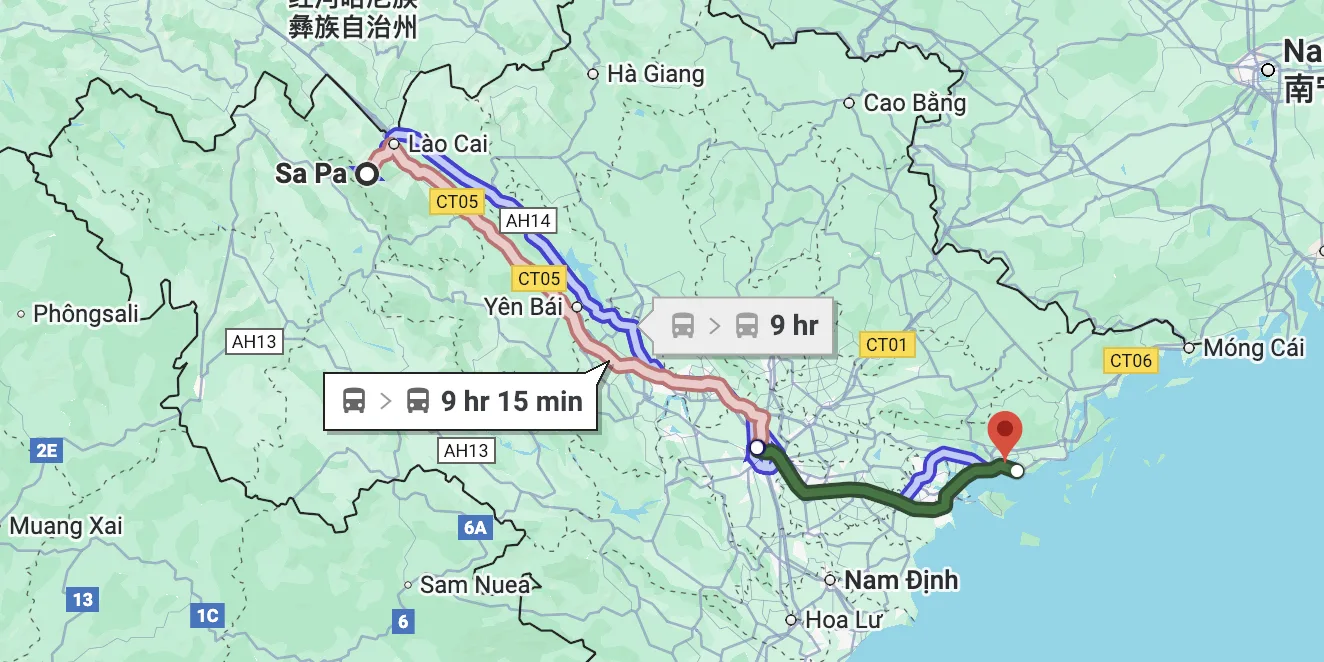Sleeper bus from Sa Pa to Halong 