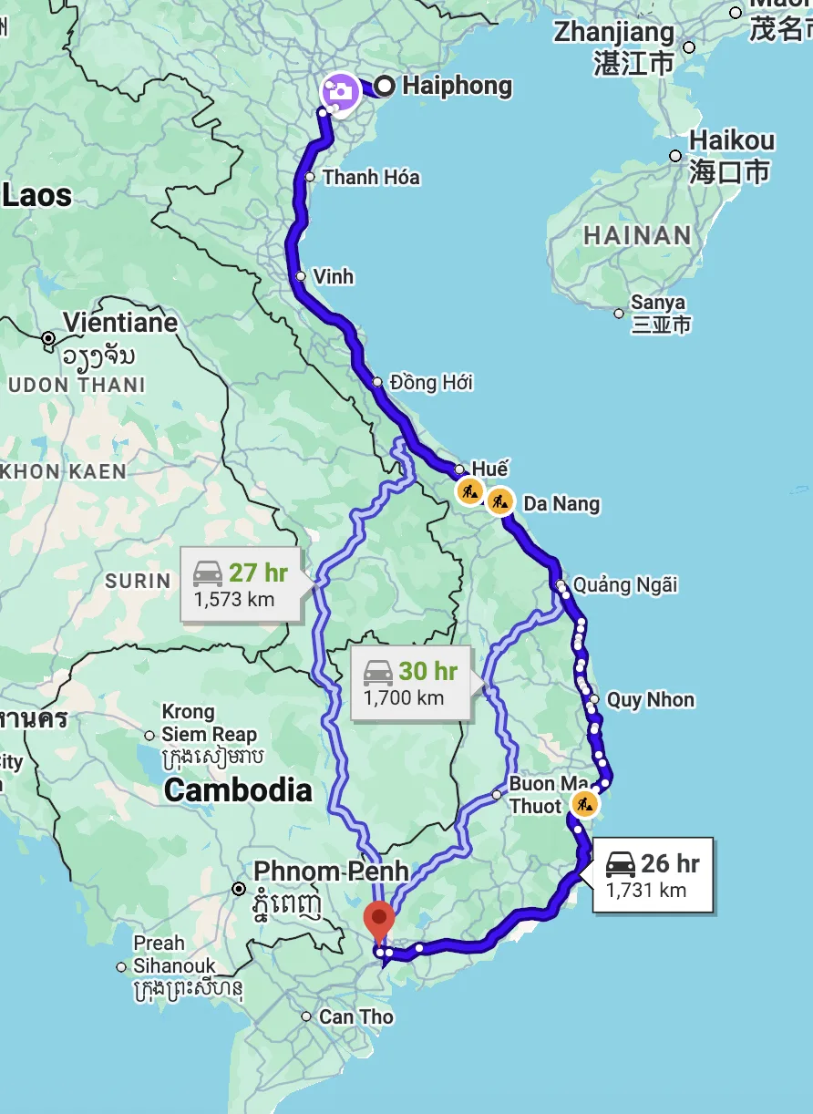 Haiphong to Ho Chi Minh Flight