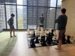 Playing life-size chess in the Wyndham Ion Playroom
